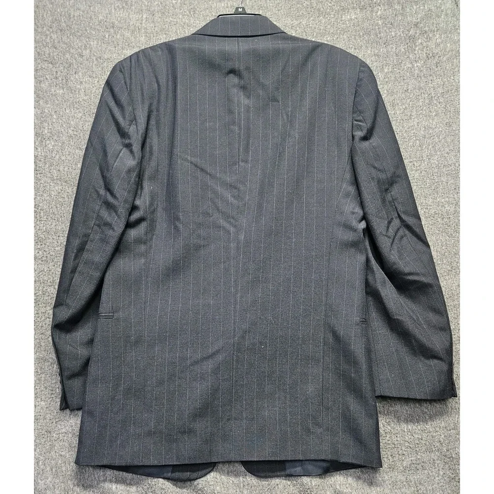 Levis Vintage Exact Blazer Mens 46L Dark Gray Pinstriped Suit Jacket Sport Coat - Picture 8 of 12